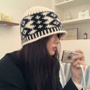 ニット帽 レディース メンズ ウール混紡 暖かい 防寒 大 голову围 包头帽 レトロ 菱格紋 秋冬