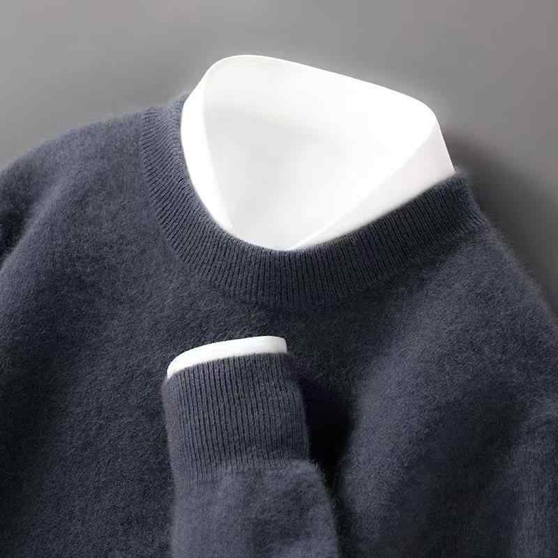 ニット メンズ 男性用 セーター ウール 丸首 無地 秋冬 トップス カットソー M L XL XXL XXXL 天藍色 水绿色 深驼色 米色 浅グレー 中驼色 中グレー 黛藍色 酒红色 藏藍色 ブラック 大象灰