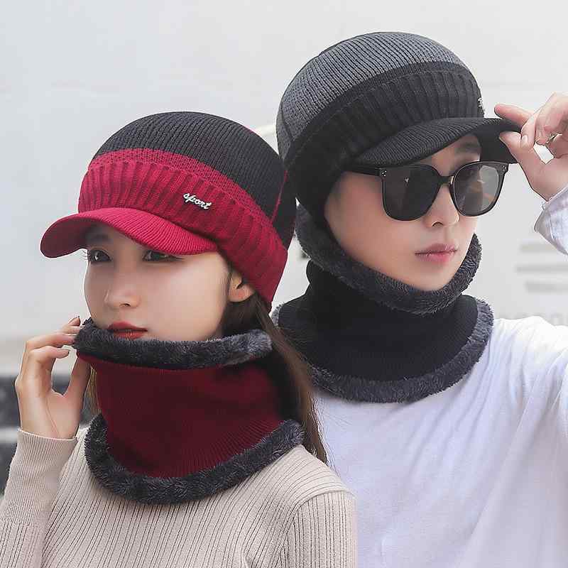 ニット帽 メンズ 男性用 秋冬 防寒 2点セット ネックウォーマー付き キャップ ケーブル編み 暖かい 裏..