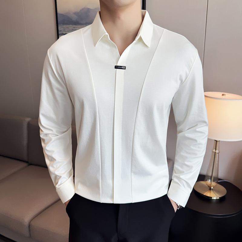 Other - Tシャツ メンズ 長袖 Vネック 切り替え 伸縮性 ポリエステル混紡 無地 スタイリッシュ カットソー トップス 春秋 カジュアル