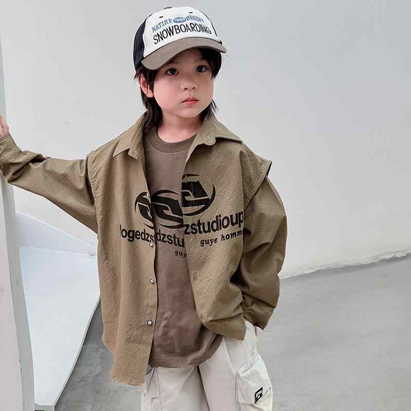 子供用セットアップ キッズ 男の子 長袖Tシャツ ベスト 上下 2点セット 春秋 トップス ボトムス ボーイズ 120cm 130cm 140cm 150cm 160cm 綿 普段着 部屋着(x2)