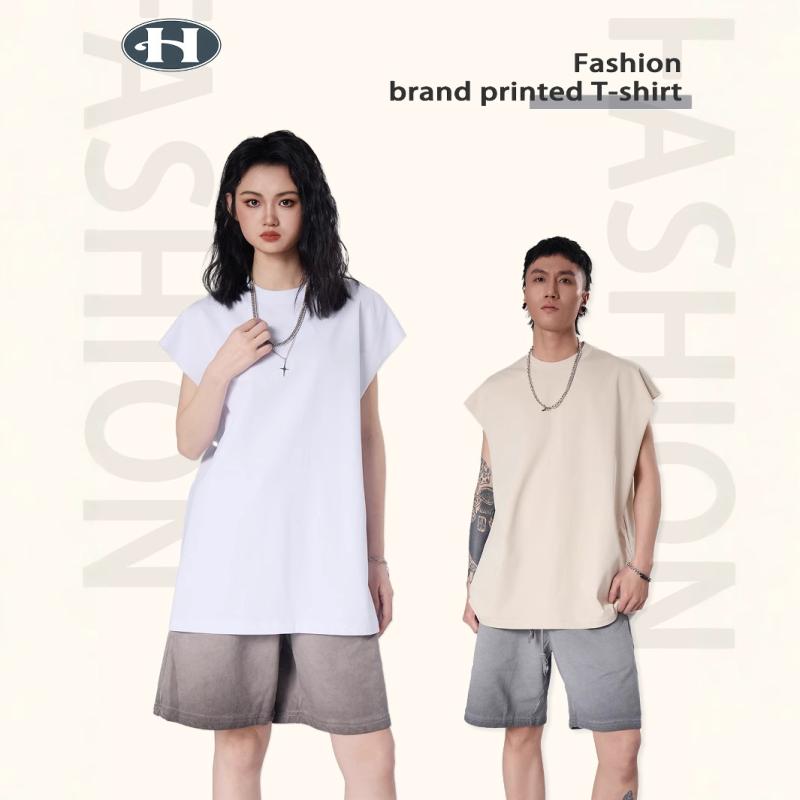 Rakuten - Tシャツ メンズ 男性用 白 コットン ノースリーブ トップス カットソー 無地 ゆったり オーバーサイズ カジュアル 中国風 普段使い 春夏