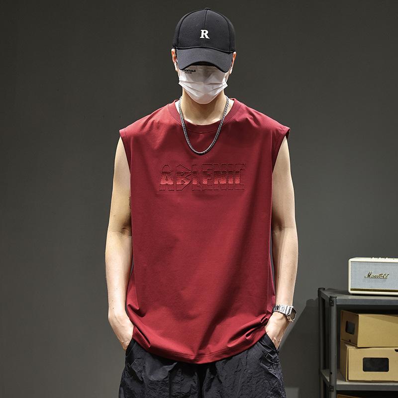 タンクトップ メンズ 男性用 夏用 接触冷感 運動用 吸汗 ノースリーブ Tシャツ 大サイズ コットン混紡 ゆったり スポーツウェア