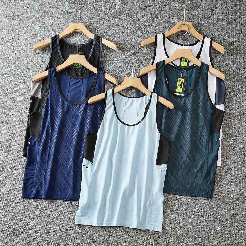 Other - タンクトップ メンズ 男性用 薄手 接触冷感 吸湿速乾 ストレッチ 運動 ランニング トレーニング 普段使い ブラック ホワイト ブルー グリーン