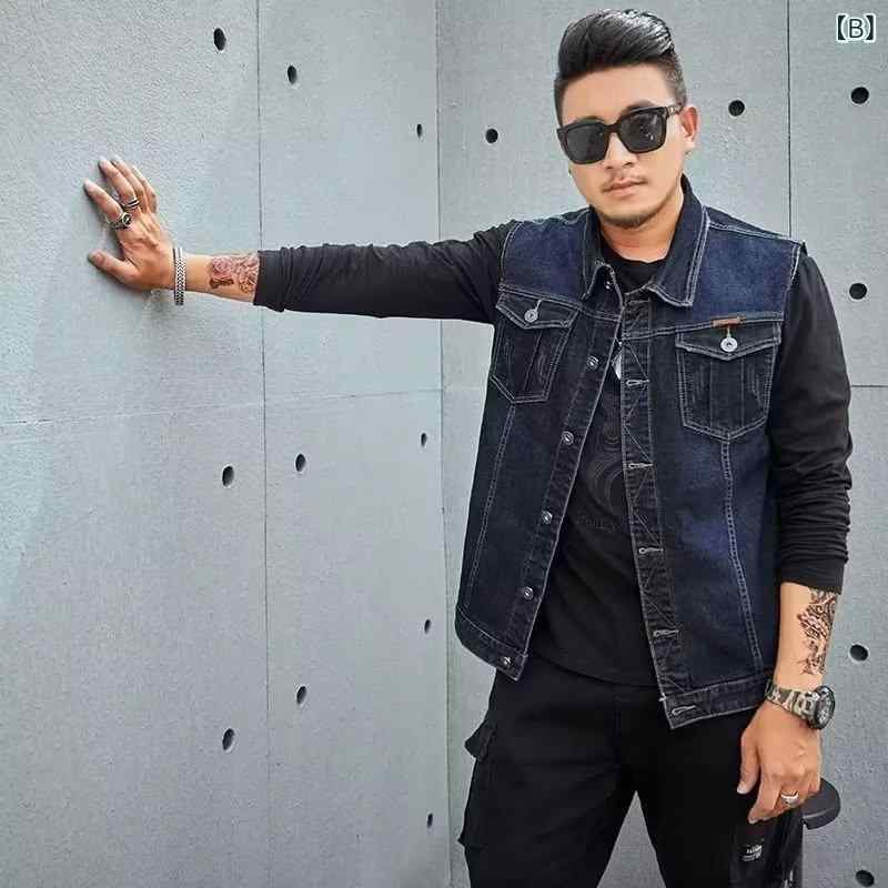 馬甲 メンズ デニム ワークベスト 秋冬 アウター カジュアル トップス ポケット付き グレー 深藍色