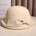 帽子 レディース 秋冬 ウール ベレー帽 丸型 礼装帽子 巻きエッジ 蝶結び かわいい 小顔効果 保温 防風 白 黒 茶色