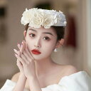 礼帽 レディース パール レース 花柄 ブライダル 帽子 ヘッドドレス 写真撮影 オフホワイト フォーマル パーティー イベント