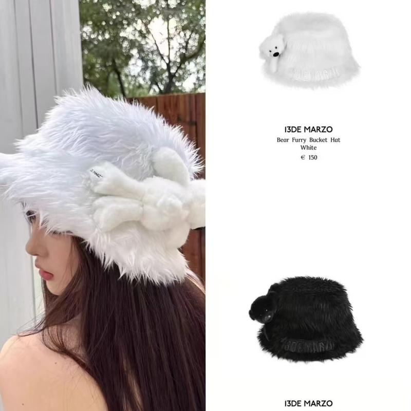 帽子 男女兼用 秋冬用 あったか ふわふわ 漁夫帽 バケットハット ブラック ホワイト(x2)