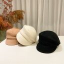 ベレー帽 レディース 黒 エレガント 八角帽 風 レトロ 鴨舌帽 乗馬帽 ウール 不対称 帽子 秋冬(x2)