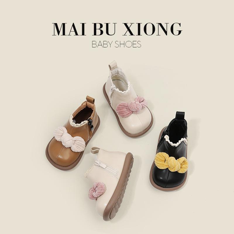 ショートブーツ 女の子供 ベビー靴 春秋 柔らかい革 子供靴 幼児 歩行練習靴 ベージュ ブラック カーキ..