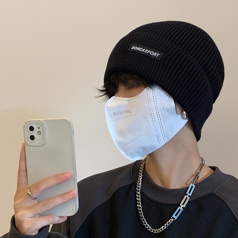 ニット帽 メンズ 大頭 男性用 ブラック 大きいサイズ 秋冬 暖かい 防寒 毛糸 帽子 手袋 ネックウォーマー