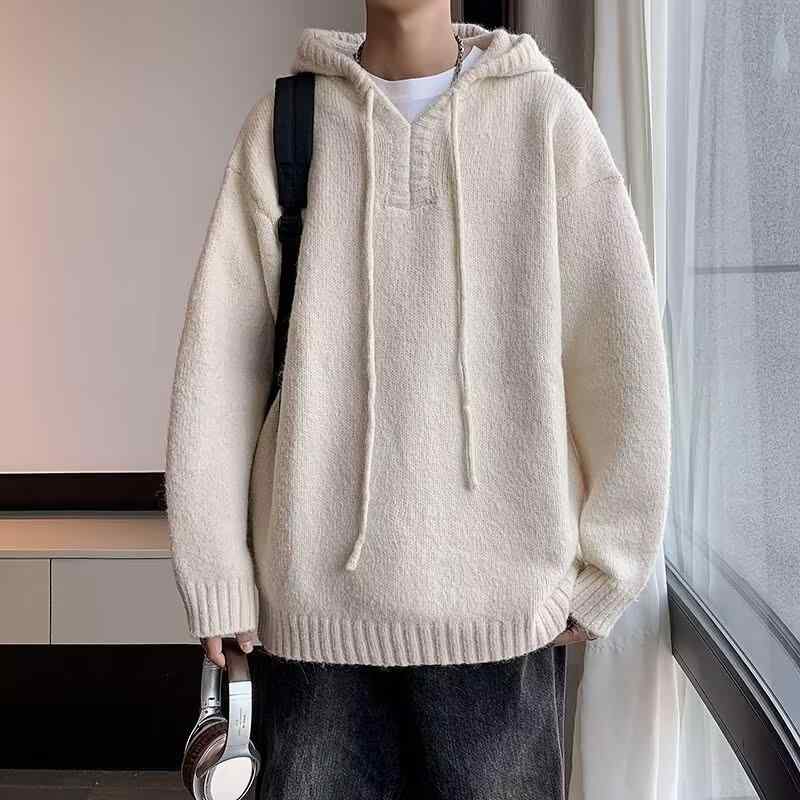 ニット メンズ ニットパーカー 秋冬 宽松 プルオーバー フード付き 学院風 カジュアル トップス ウール..