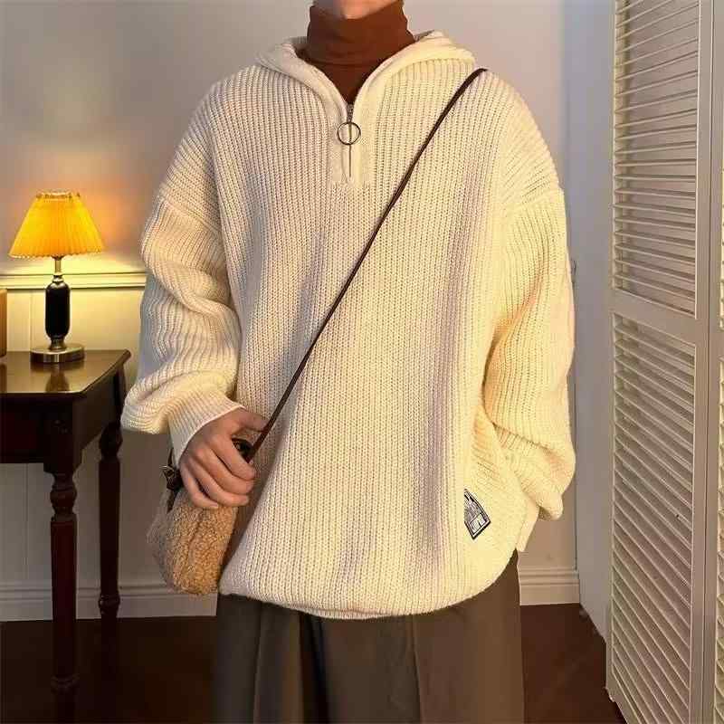 ニット メンズ ハーフジップ パーカー 秋冬 プルオーバー ウール混紡 無地 リラックスフィット カジュアル 普段使い 部屋着 トップス 長袖 杏色 ブラウン グリーン・カテゴリ: ニット・スタイル: プルオーバー・フィット: ルーズ・ネックライン: フード付き・袖丈: 長袖・・素材: ウール混紡・主な素材: ポリエステル・対象年齢: 成人・対象: 青少年・対象性別: 男性・カラー: ブラウン, グリーン, ベージュ・サイズ: M, L, XL, XXL