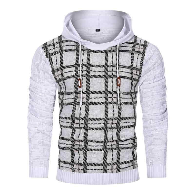 ニット メンズ 長袖 プルオーバー 秋冬 格子柄 切り替え 提花 セーター トップス カジュアル