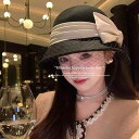 帽子 レディース 秋冬 漁夫帽 ウール ハット リボン付き エレガント レトロ バケットハット 上品 防寒 UVカット 日よけ 紫外線対策 ブラック オフホワイ...