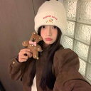 ニット帽 レディース 韓国 秋冬 防寒 保温 小顔効果 かわいい 犬 刺繍 ニット帽子 ビーニー メンズ カジュアル 天藍色 米白 深グレー 酒红...