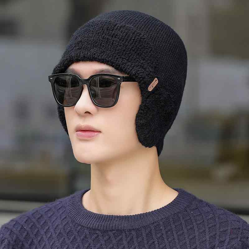 ニット帽 メンズ 防寒 耳あて付き 秋冬 保温 無地 ビーニー 暖かい 伸縮性 カジュアル ストリート ブラ..