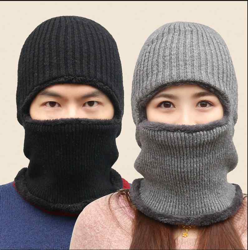 ニット帽 メンズ 男性用 秋冬 防寒 防風 暖かい 毛糸 帽子 ネックウォーマー 護耳 伸縮性 無地 赤 カーキ 黒 グレー コーヒー色 紺色(x2)