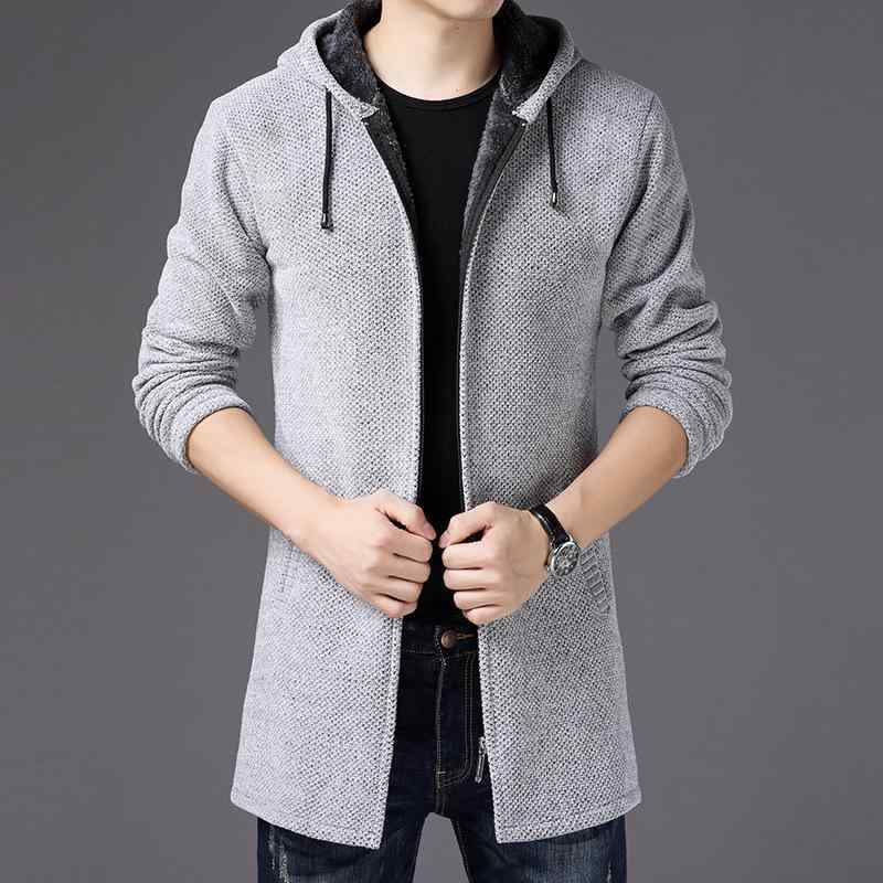 ニットカーディガン メンズ 大きいサイズ フード付き 秋冬 長袖 ニットジャケット 杢調 無地 普段使い ..