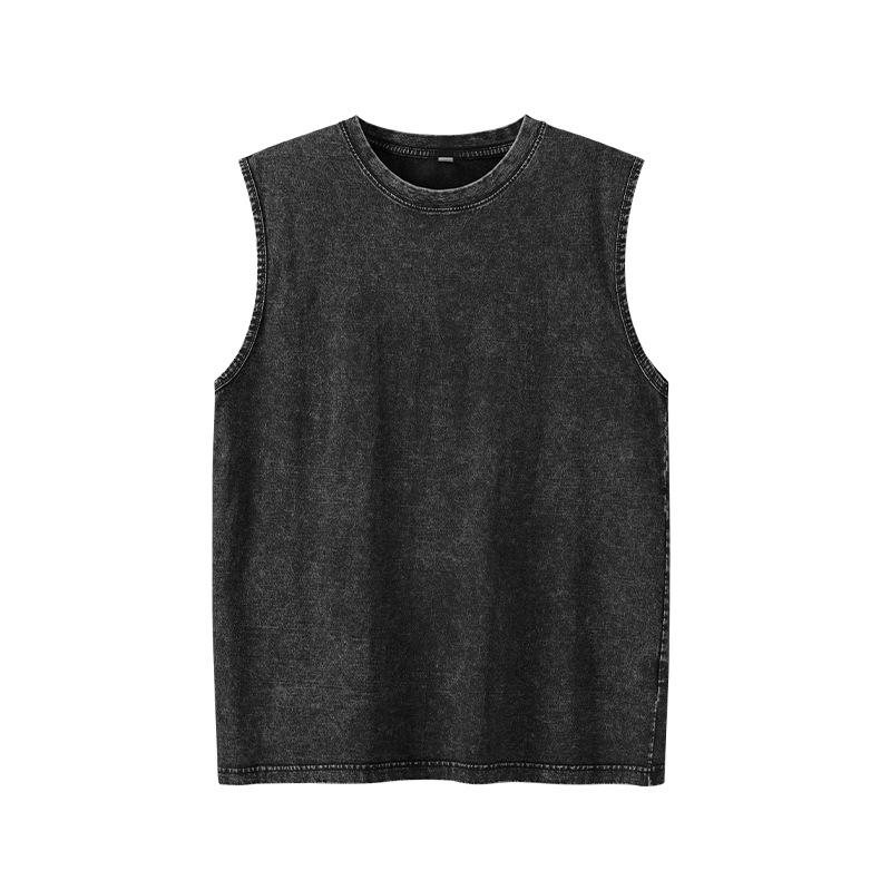 Other - Tシャツ 男性用 水洗加工 ノースリーブ カットソー 高街 インナー 接触冷感 ビッグシルエット 部屋着 ストリート系 ブラック ピンク系 杏色 カーキ コーヒー色