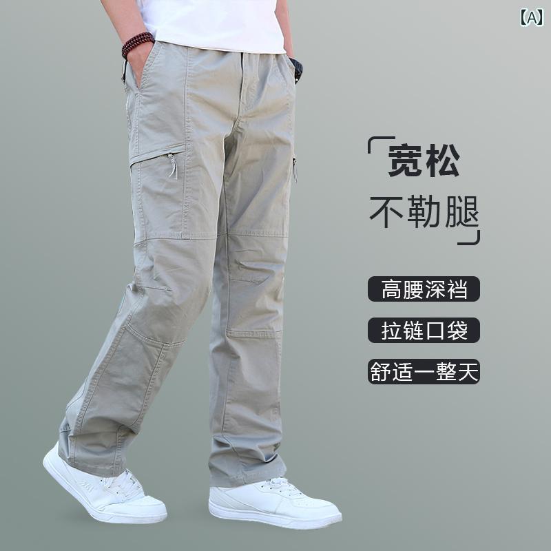 メンズの ゆったり ストレート パンツ スポーツ カジュアル 耐摩耗性 アウトドア 夏 オーバーオール エラスティック男性用