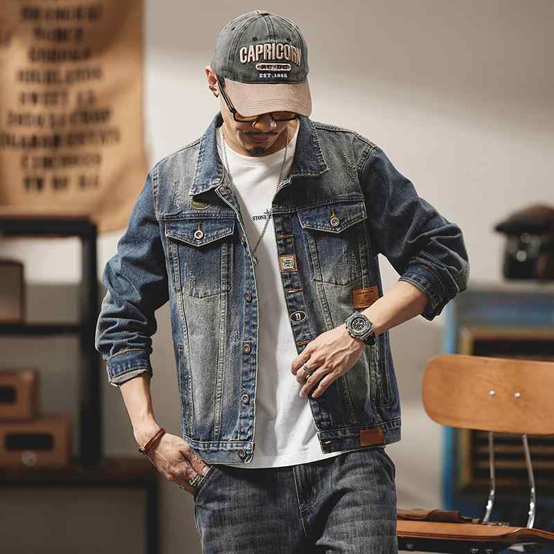 デニムジャケット メンズ 男性用 耐摩耗 長袖 Gジャン ブルゾン ライトアウター 春秋 ブルー M L XL 2XL 3XL 4XL 5XL(4.0)