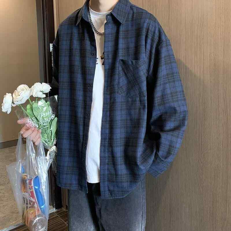 シャツ メンズ 長袖 格子柄 ネルシャツ トップス カジュアル 春秋 ポリエステル混紡 四季