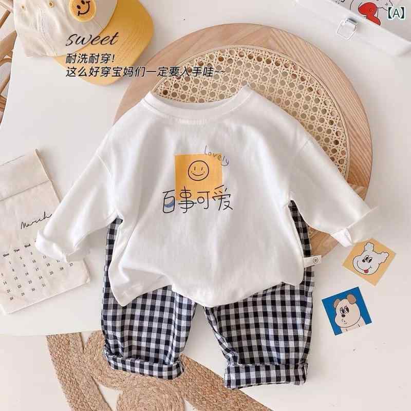 子供服 Tシャツ 長袖 春秋 男女兼用 ベビー 乳幼児 トップス カットソー 綿 プリント かわいい 柔らかい 白 黒
