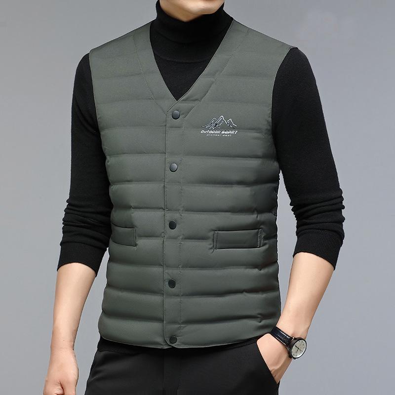 羽毛ベスト 男性用 秋冬 暖かい 防寒 チョッキ 紳士服 アウター インナーダウン 無地 スリムフィット ポリエステル 黒/緑/紺・カテゴリ: 羽毛ベスト.綿入りベスト.裏起毛ベスト.ワークベスト・スタイル: ベーシック・対象: メンズ・対...