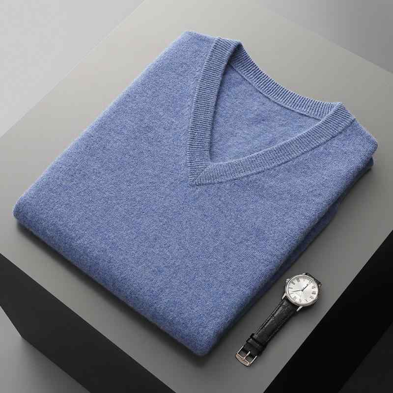 Knit Sweater - ニットベスト メンズ 男性用 ウール Vネック プルオーバー 無袖 チョッキ ゆったり 藏藍色 大象灰 ブラック 花篮色 浅グレー 紫绒色 秋冬