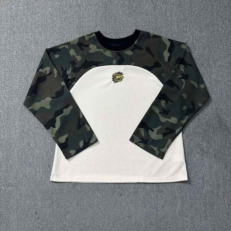 Tシャツ メンズ 男性用 コットン トップス 迷彩 切り替え 長袖 トレーナー 秋冬 カジュアル