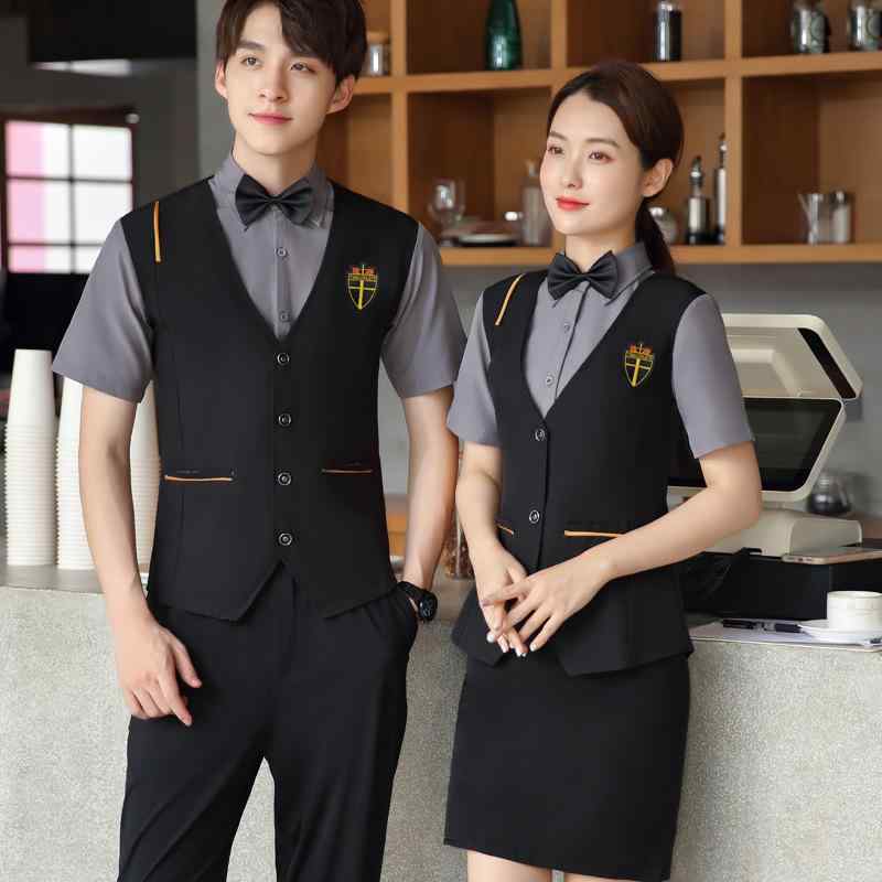 作業着 レディース メンズ 半袖 夏用 飲食店 ユニフォーム ポリエステル 接触冷感 吸湿速乾 上下セット グレー ブルー