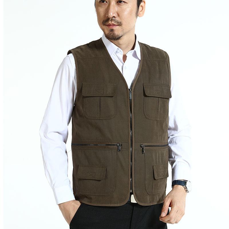 ベスト 男性用 中綿ベスト ウール 羊革 シニア Vネック 前開き ジップアップ 秋冬 ブラック カーキグリーン(x2)