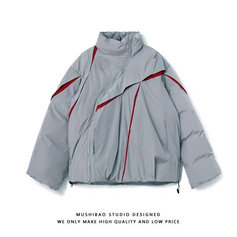 綿ジャケット レディース 切り替え 立襟 ショート丈 シェニール織 あったか パフスリーブ アラサー アラフォー グレー ホワイト ブラック