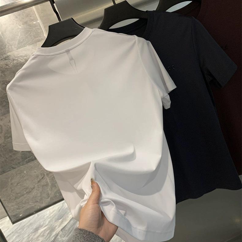 Tシャツ メンズ 男性用 無地 コットン混紡 ラウンドネック 半袖 カットソー カジュアル トップス 普段使い 部屋着 白 黒 紫色 グレー系