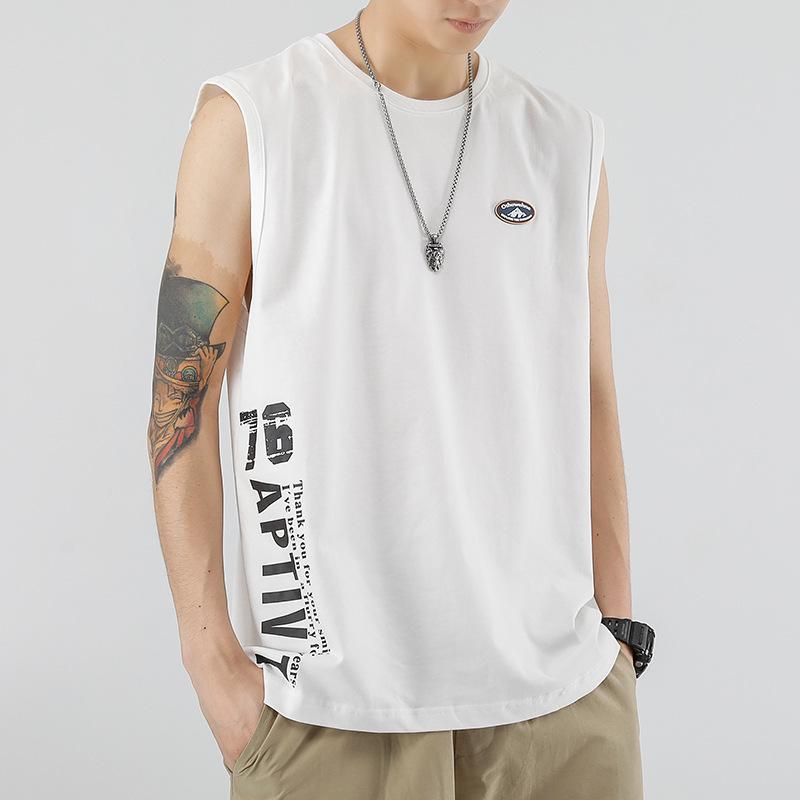 Knit Sweater - Tシャツ メンズ タンクトップ スポーツウェア ノースリーブ カットソー トップス インナー コットン混紡 薄手 接触冷感 吸湿速乾 無地 カジュアル スタイル