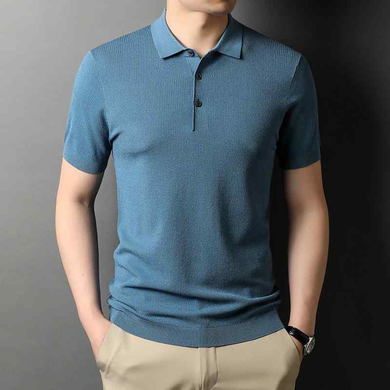 Tシャツ メンズ 男性用 コットン 混紡 無地 半袖 ポロシャツ 薄手 形態安定 ビズカジ オフィスカジュアル 春夏 ホワイト グレー ブラック ブルー