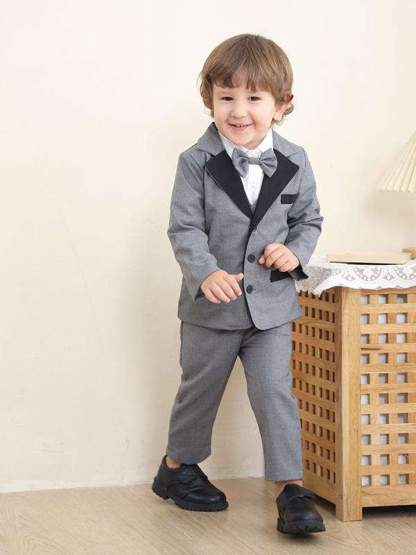 子供用スーツ 男の子 フォーマル 3点セット (ジャケット ベスト パンツ) 秋冬 子供服 英国風 発表会 結..