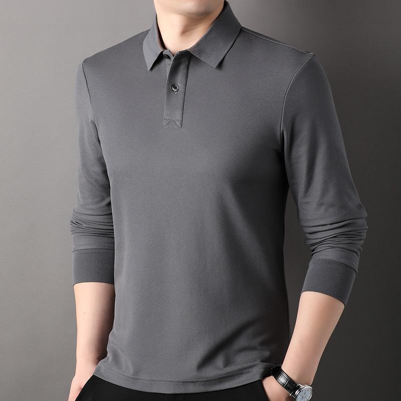 Other - Tシャツ メンズ 長袖 ポロシャツ 襟付き 無地 コットン混紡 トップス カットソー スタイリッシュ カジュアル 普段使い 若者 合体型 紺色 黒 深紅 軍緑 白 グレー