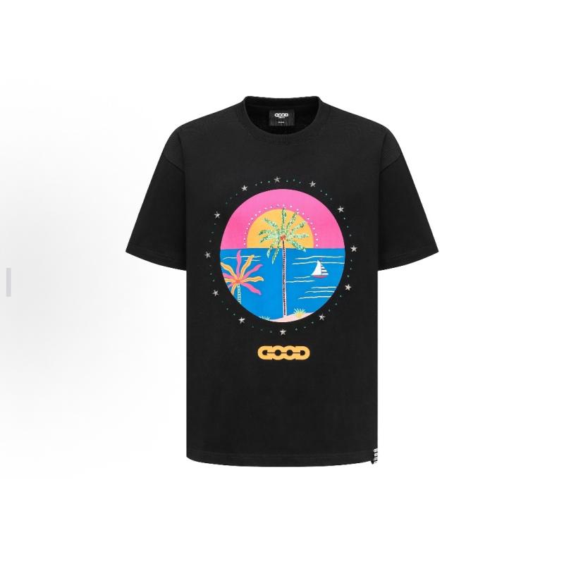 Tシャツ 男女兼用 半袖 コットン ゆったり ラウンドネック 接触冷感 吸湿速乾 ブラック オフホワイト S M L XL