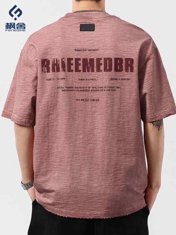 Tシャツ メンズ 男性用 レトロ 竹節綿 ウォッシュ加工 半袖 カットソー トップス 合体型 コットン ブラ..