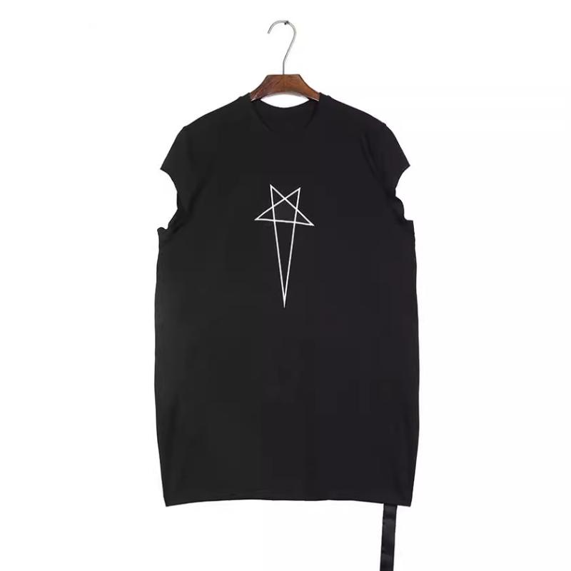 タンクトップ メンズ レディース コットン 芒星プリント カットオフ ノースリーブ トップス カジュアル ブラック(x2)