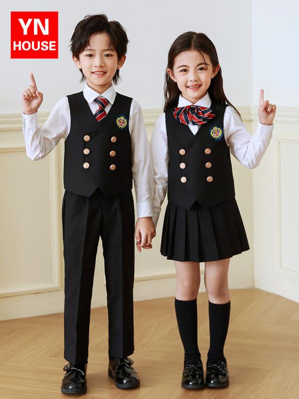 子供用フォーマルスーツ 5点セット 小学校 幼稚園 制服 春秋 夏用 男の子 女の子 キッズ スーツ セット..