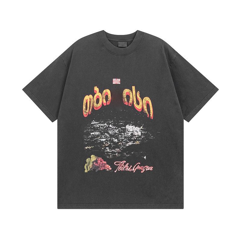 Tシャツ メンズ 男性用 トップス 半袖 コットン プリント 洗い加工 ブラック系 カジュアル