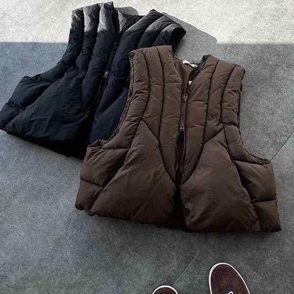 ベスト メンズ 男性用 アメリカンレトロ 解体 Vネック コットン 混紡 チョッキ ワークウェア ストリート カジュアル ブラック ブラウン 春秋