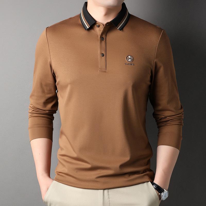 ポロシャツ メンズ 男性用 トップス 長袖 襟付き 無地 通気性 吸湿速乾 ビジネス カジュアル スタイリッシュ 薄手 春秋