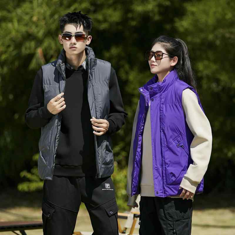 ベスト 男性用 ダウン風 中綿 大きいサイズ ゆったり 立ち襟 無地 普段使い カジュアル ブラック グレ..