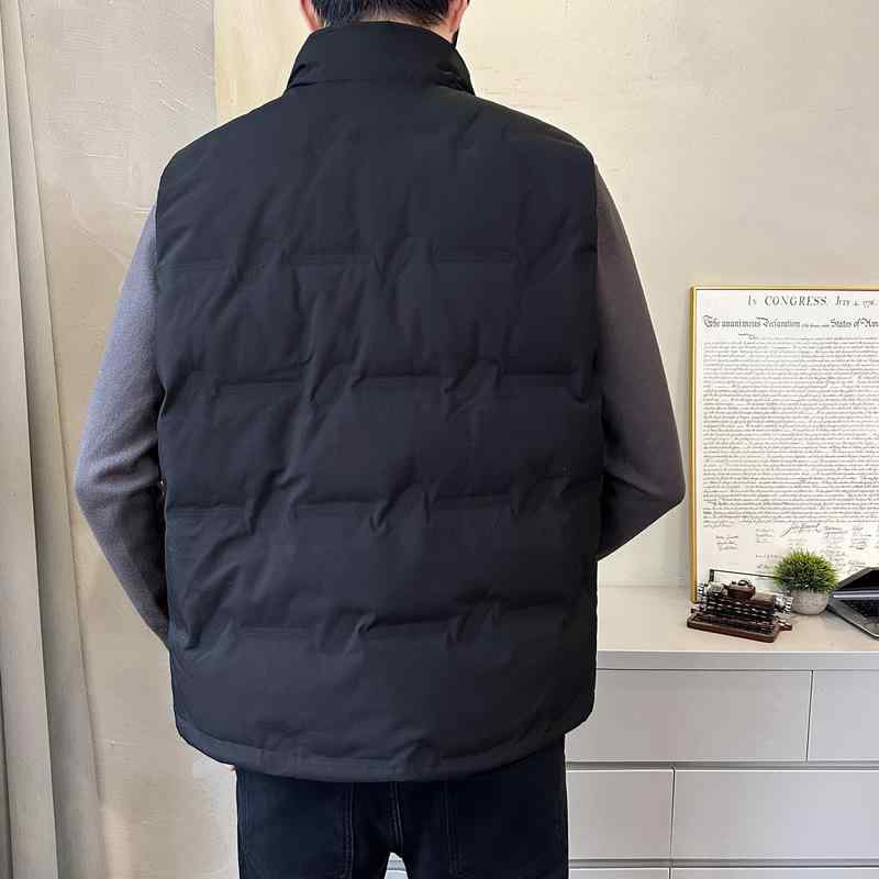 ダウンベスト 男性用 秋冬 薄手 防寒 アウター スポーツ ベスト チョッキ ポリエステル 無地 ブラック ブルー カーキ(4.0)