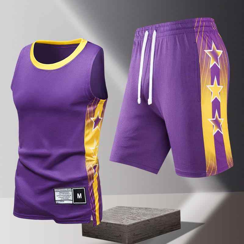 スポーツウェア メンズ トレーニングウェア 上下セット ノースリーブ Tシャツ ハーフパンツ ポリエステル 速乾 接触冷感 夏 運動着 バスケットボール テニス ランニング ホワイト ゴールド パープル ブルー