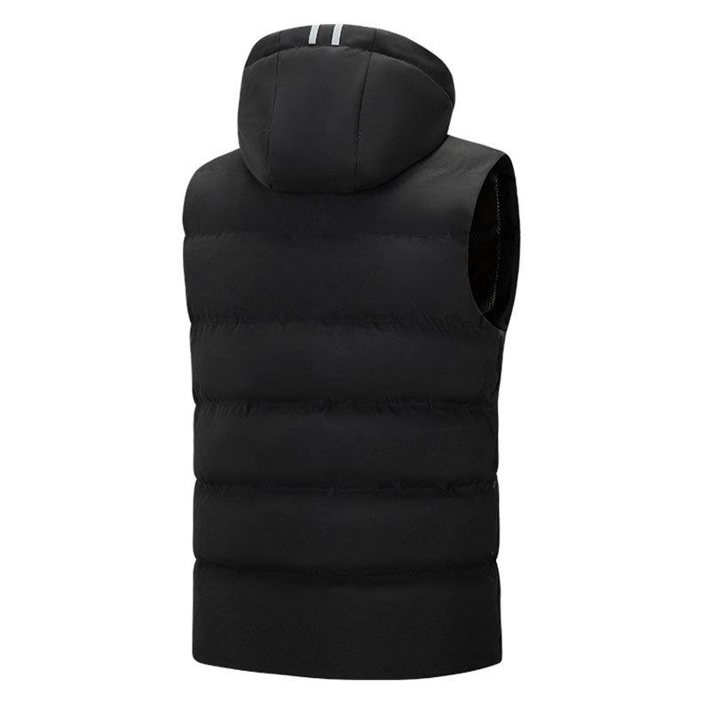 メンズ 中綿ベスト フード付き 防寒着 スポーツウェア カジュアル ストリート 秋冬 ブラック カーキ ネイビー ブルー